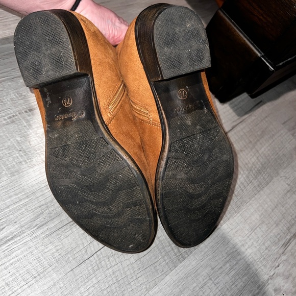 Forever Cognac Suede Ankle Booties with Side Zip - Picture 5 of 6